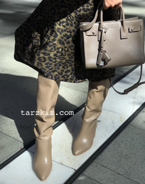 MOCHA KARAMEL DİZ ALTI ÇİZME